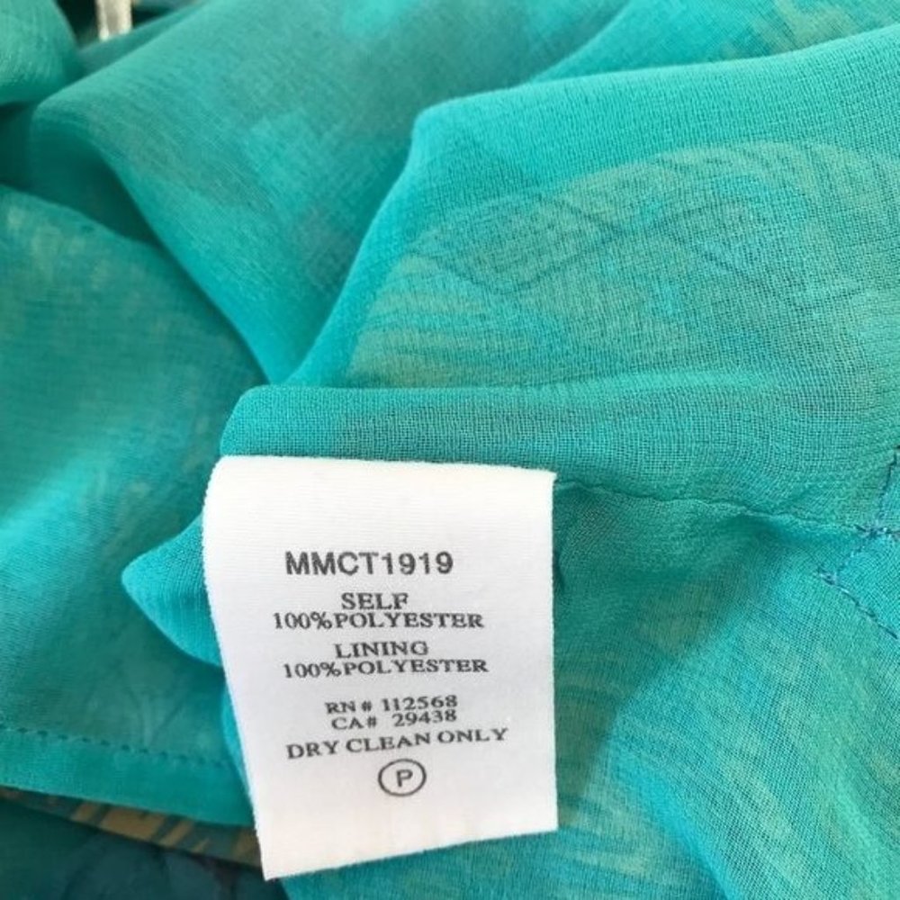 MM Couture Womens Blue Green Watercolor Print Halter Lined Sleeveless Blouse S - Picture 7 of 8